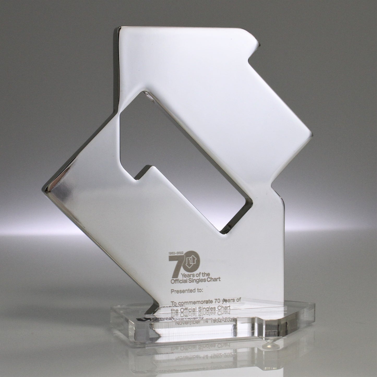 70th Anniversary Fan Award Engraved in Stand Official Charts