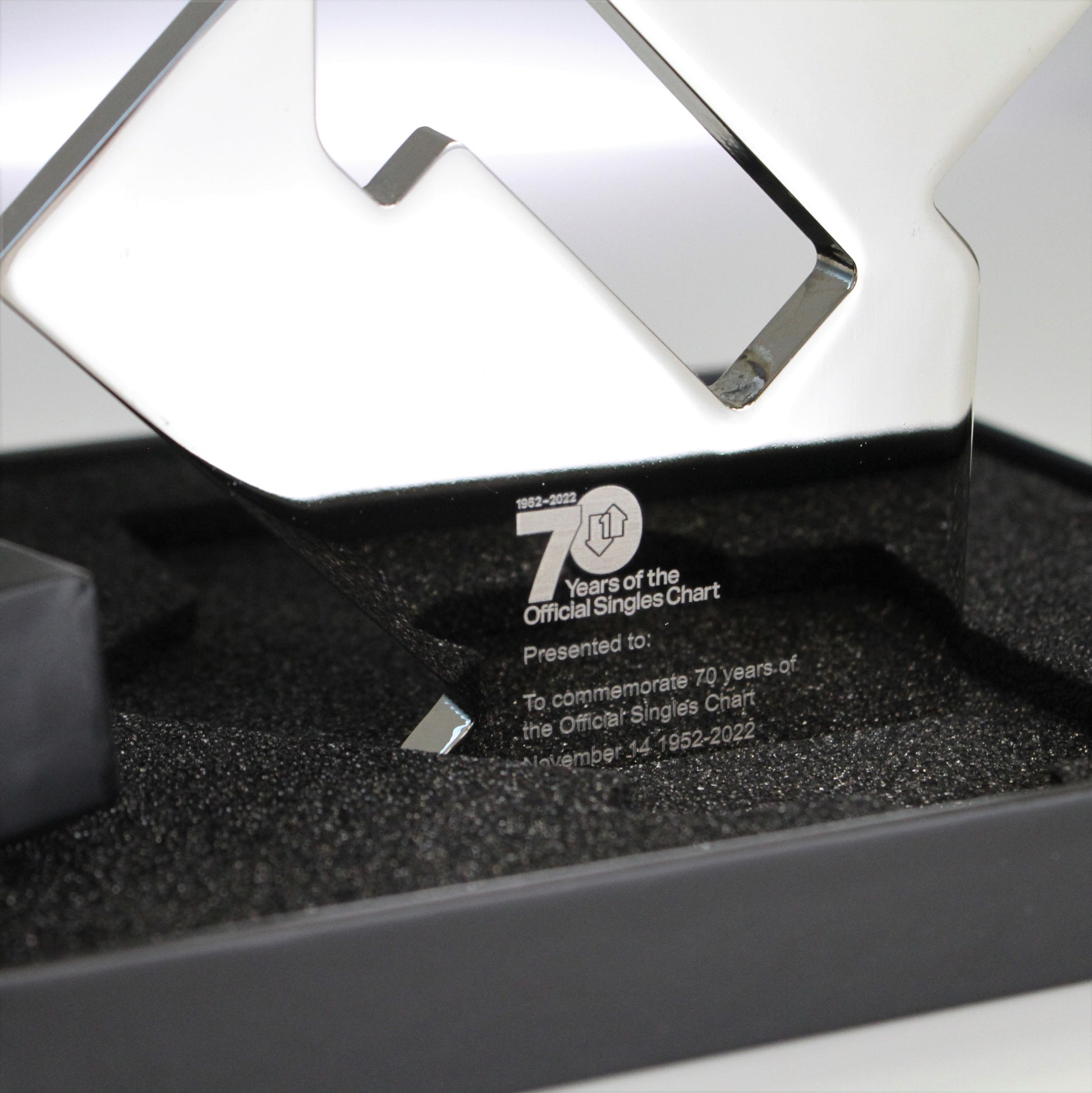 70th Anniversary Fan Award Engraved in Box Official Charts